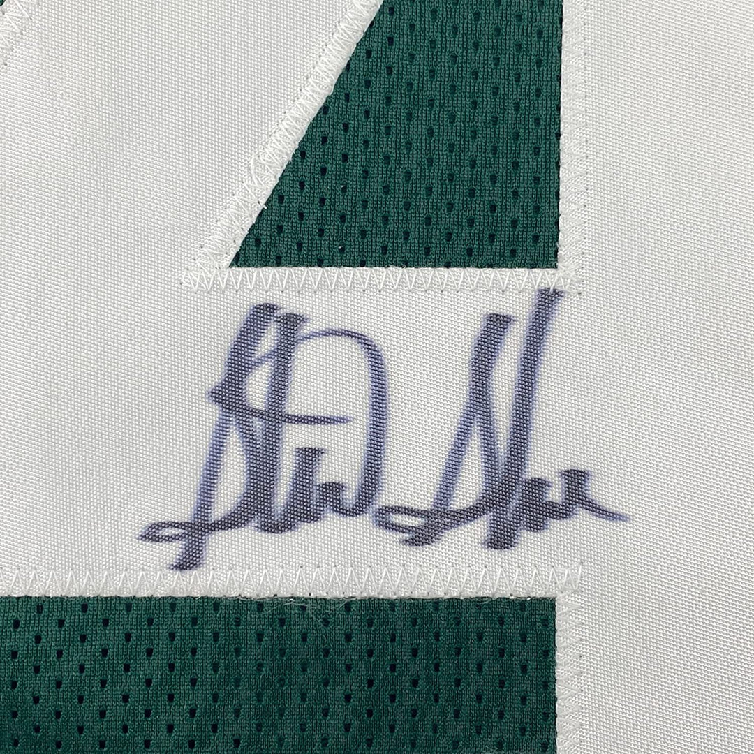 Framed Autographed/Signed Sterling Sharpe 33x42 Green Bay Green Jersey BAS COA