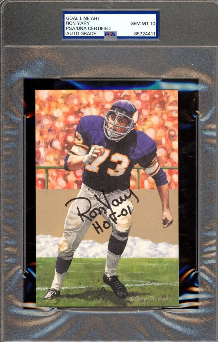 Ron Yary Gem Mint 10 PSA DNA Autographed Goal Line Art Card GLAC Signed HOF 01