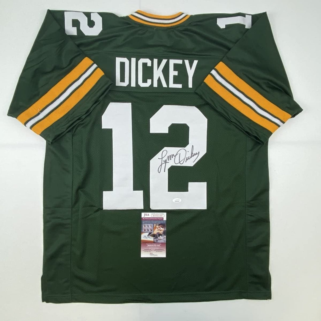 Autographed/Signed LYNN DICKEY Green Bay Green Football Jersey JSA COA Auto