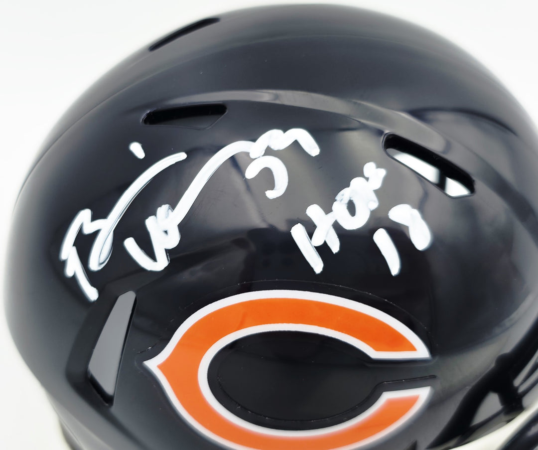 Brian Urlacher Auto Bears Blue Speed Mini Helmet (White) HOF 18 Beckett Witness