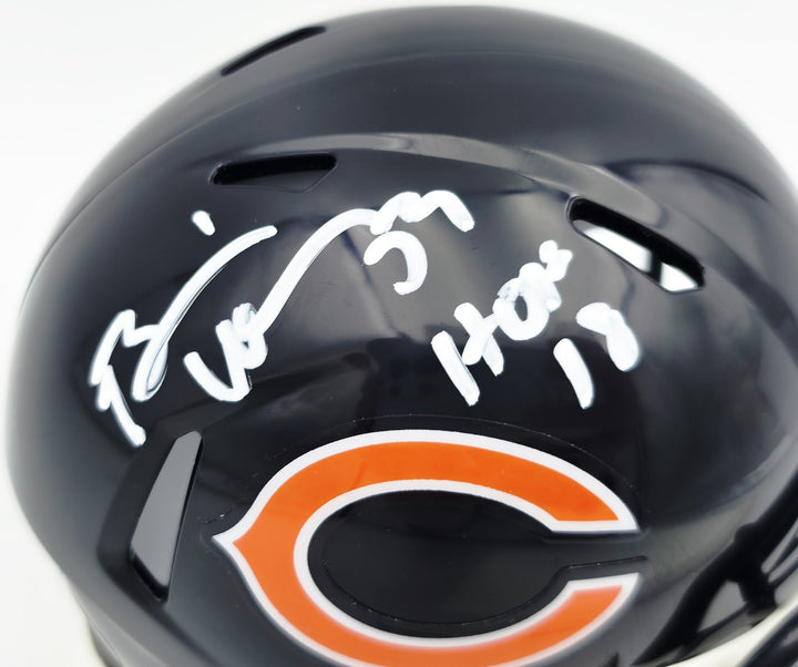Brian Urlacher Auto Bears Blue Speed Mini Helmet (White) HOF 18 Beckett Witness