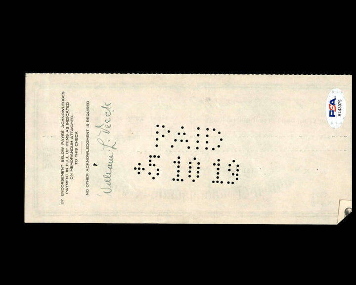 William Veeck PSA DNA Signed x2 Chicago Cubs Check 5-9-1919 Autograph
