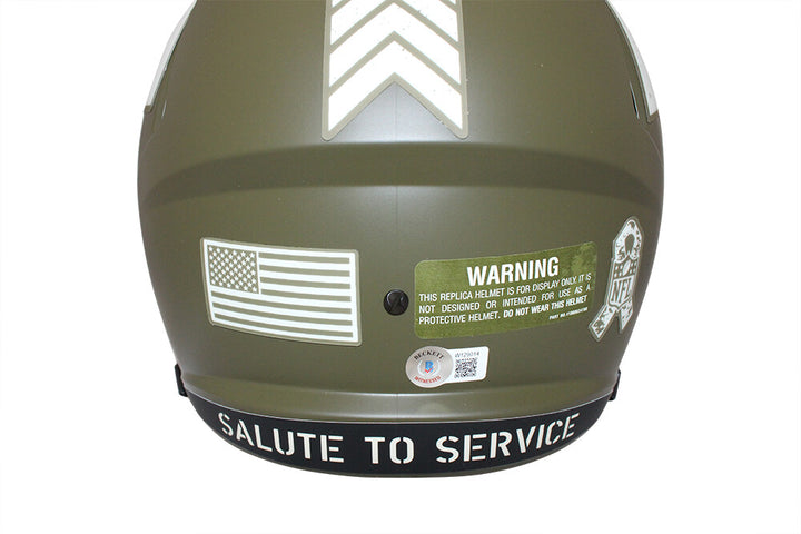Kurt Warner Signed Los Angeles Rams Spd F/S Salute Helmet BAS 40399