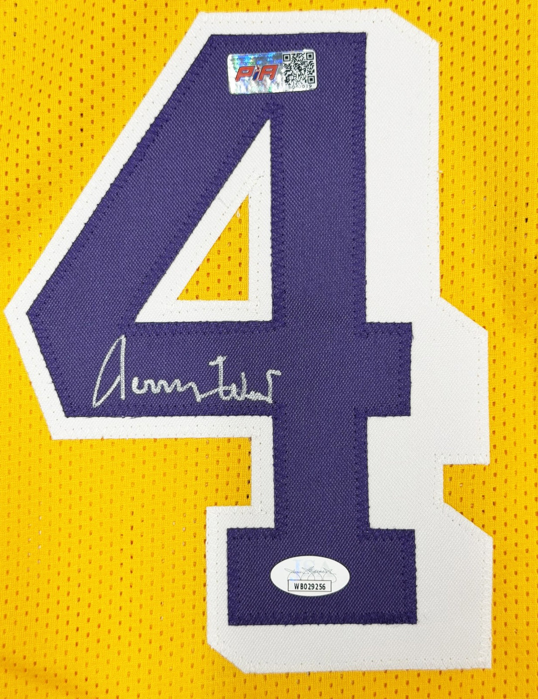 Jerry West Signed Lakers Yellow Custom Jersey JSA Witness