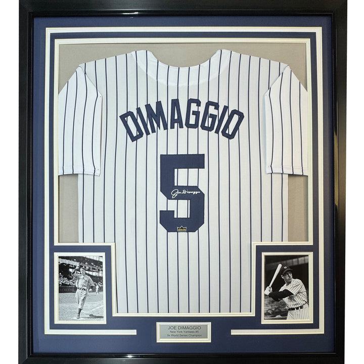 Framed Facsimile Autographed Joe DiMaggio 33x42 Reprint Laser Auto Jersey
