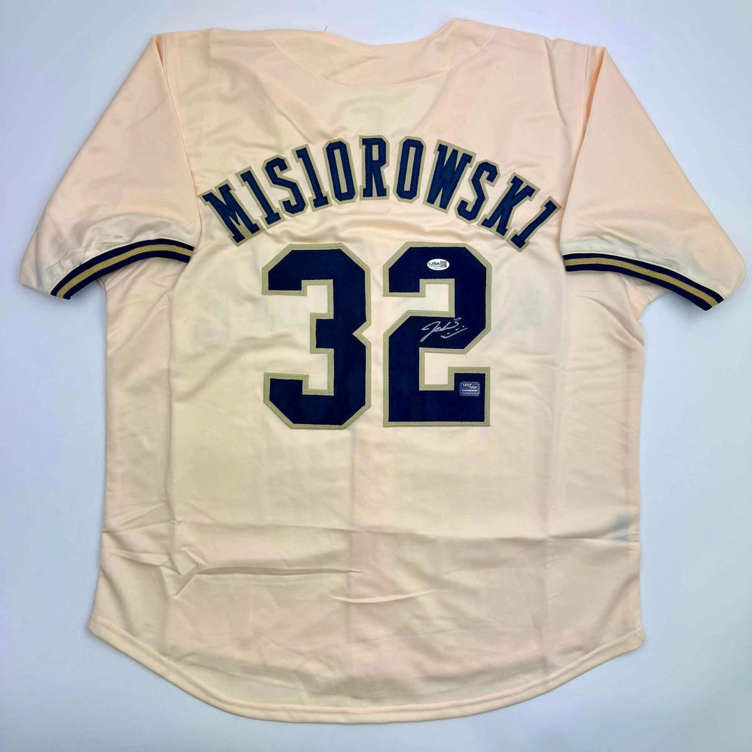 Autographed/Signed Jacob Misiorowski Milwaukee Cream Baseball Jersey JSA COA