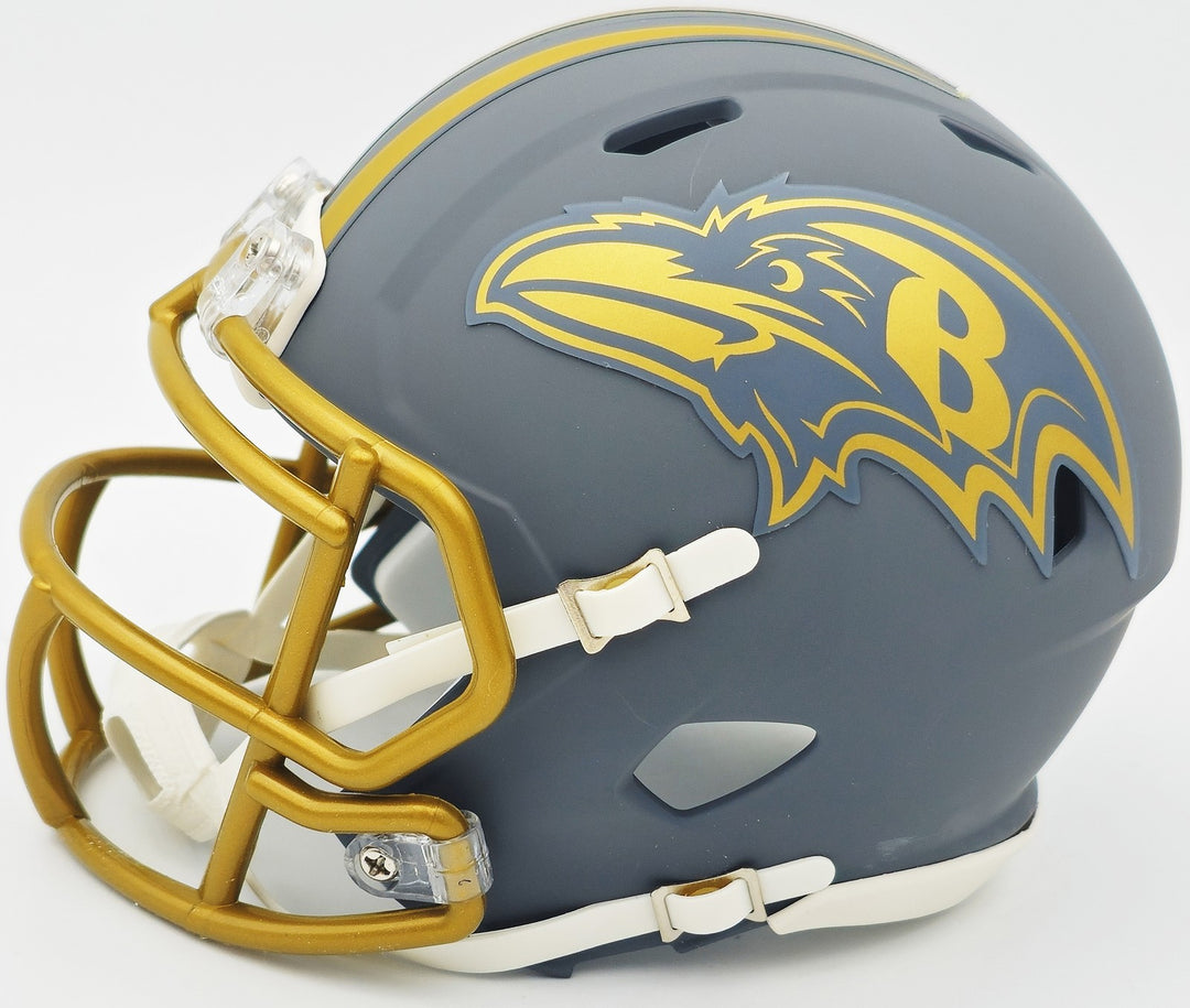 Justin Tucker Auto Signed Baltimore Ravens Slate Gray Speed Mini Helmet JSA
