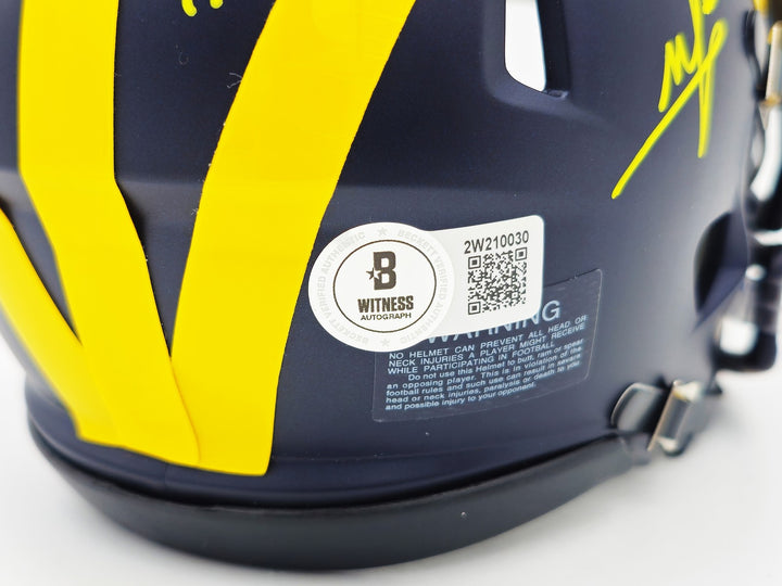 Mike Sainristil Auto Michigan Wolverines Blue Mini Helmet 23 Natl Champ Beckett