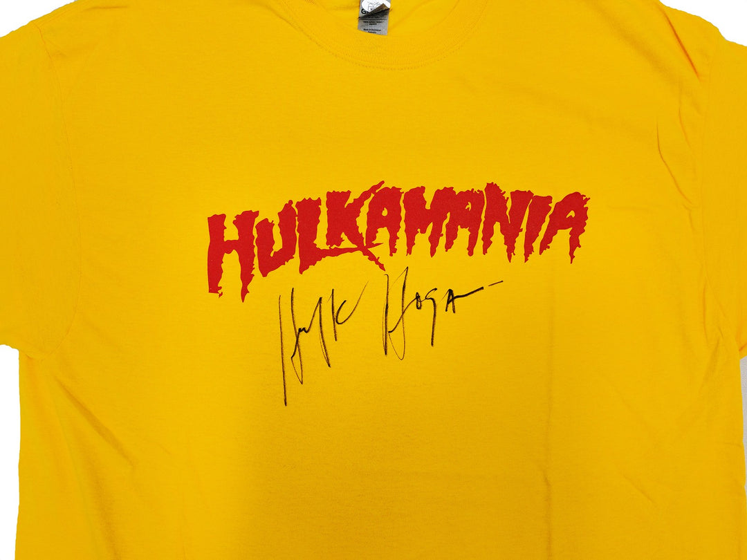 Hulk Hogan Autographed Signed Yellow WWE Hulkamania T-Shirt JSA