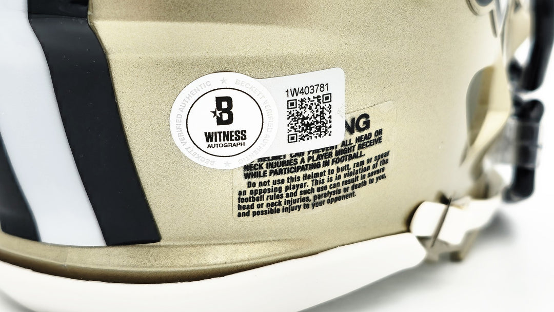 Alvin Kamara Signed New Orleans Saints Gold Speed Mini Helmet Beckett Wit