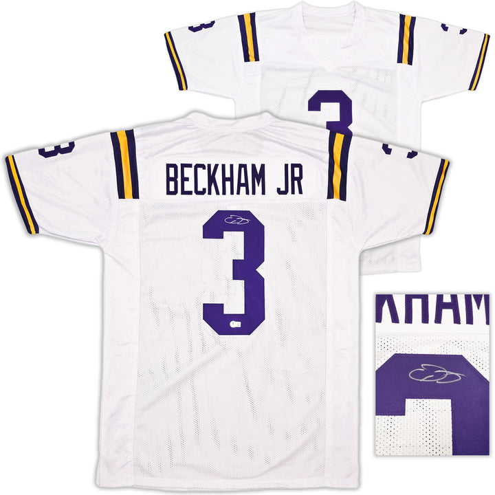 LSU Tigers Odell Beckham Jr. Signed White Jersey Beckett Wit
