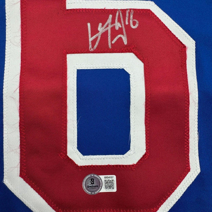 Autographed/Signed Vincent Trocheck New York Blue Hockey Jersey JSA COA