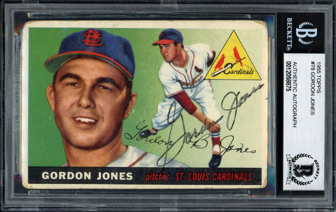 Gordon Jones Signed 1955 Topps Rookie Card #78 St. Louis Cardinals Beckett