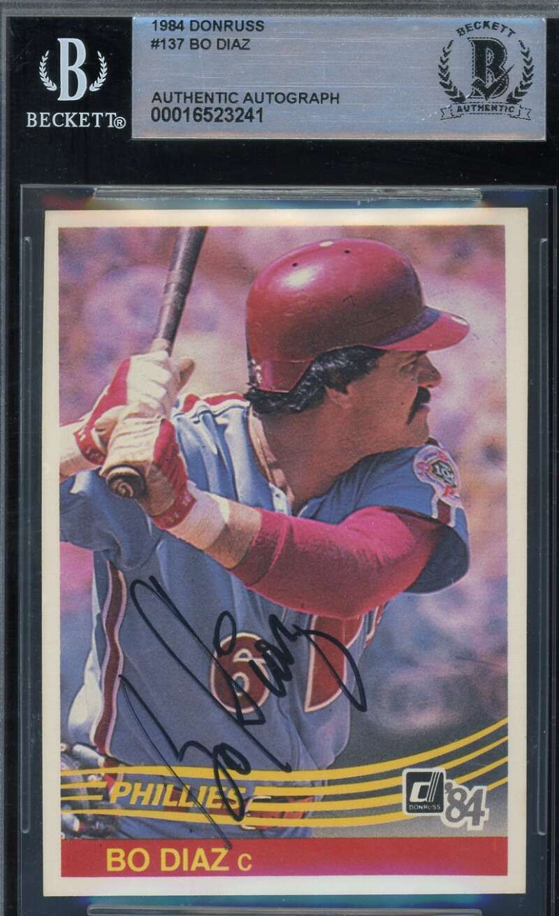 Bo Diaz Beckett BAS Signed 1984 Donruss Autograph