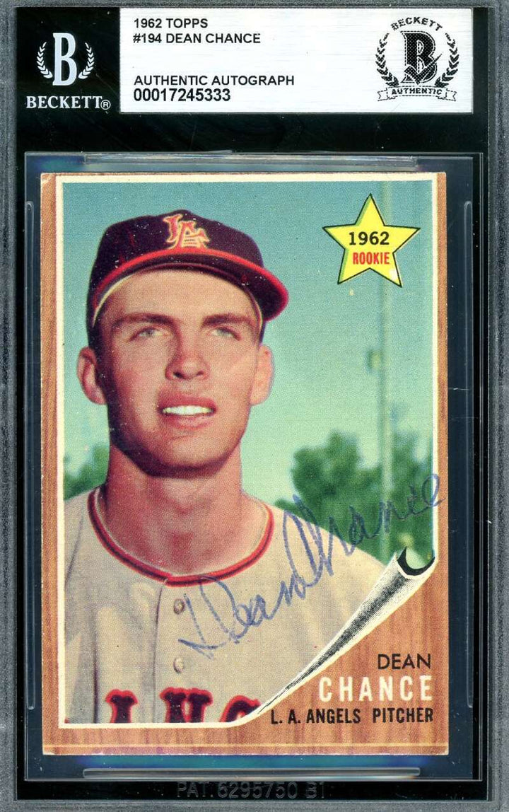 Dean Chance Beckett BAS Signed 1962 Topps Rookie Autograph