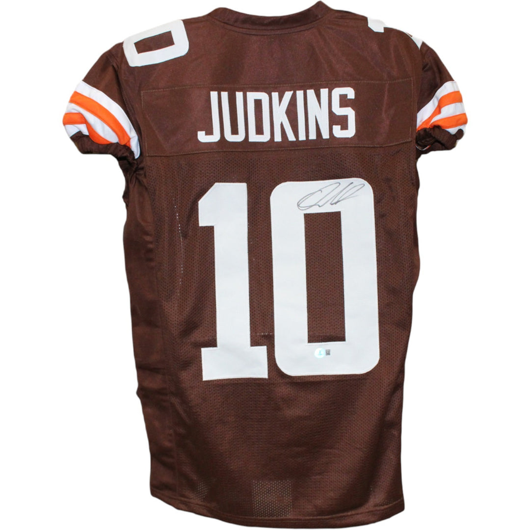 Quinshon Judkins Autographed Pro Style sz XL Brown Jersey Beckett Witness 53124