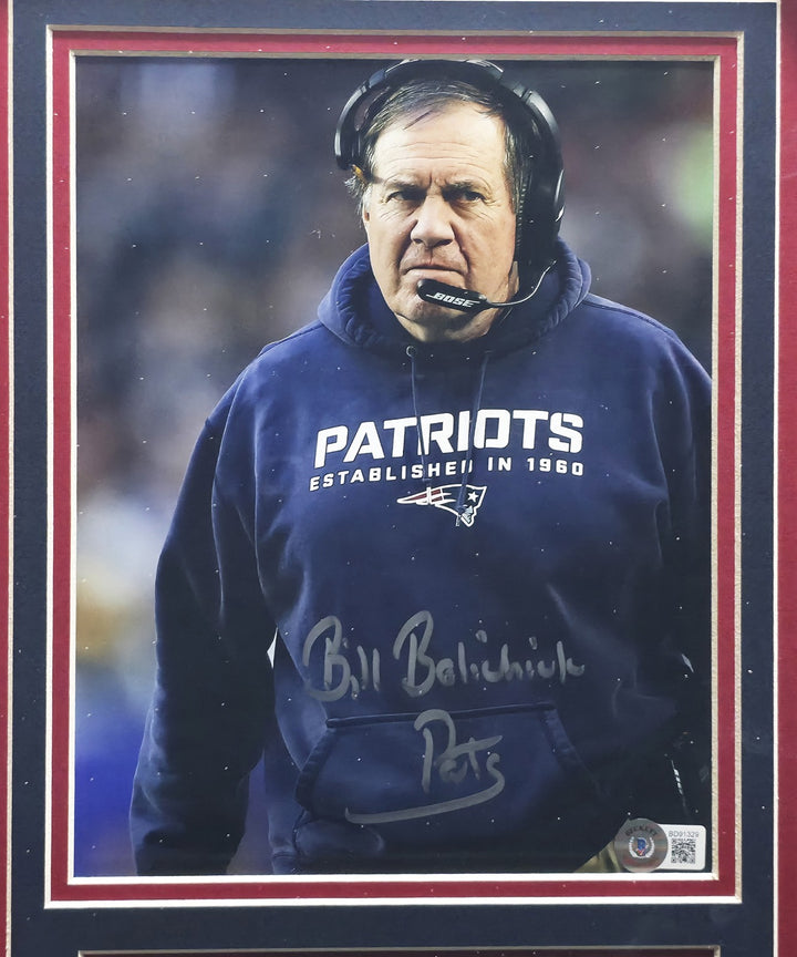 Bill Belichick Signed Framed 8x10 Photo New England Patriots Beckett QR #BD91329