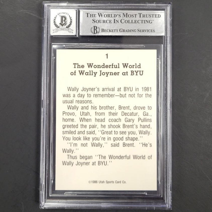 Wally Joyner autograph signed 1986 BYU Wally World #1 Card BAS BGS 10 auto