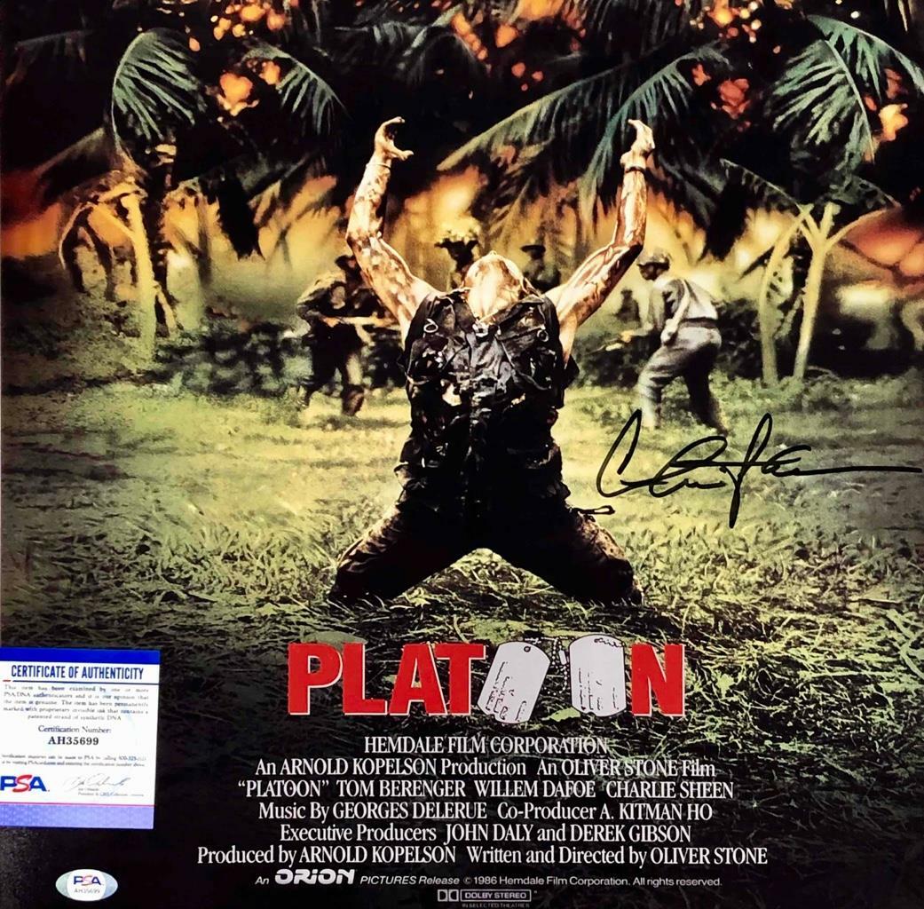 Charlie Sheen autograph Platoon signed 16x20 movie poster photo PSA/DNA COA