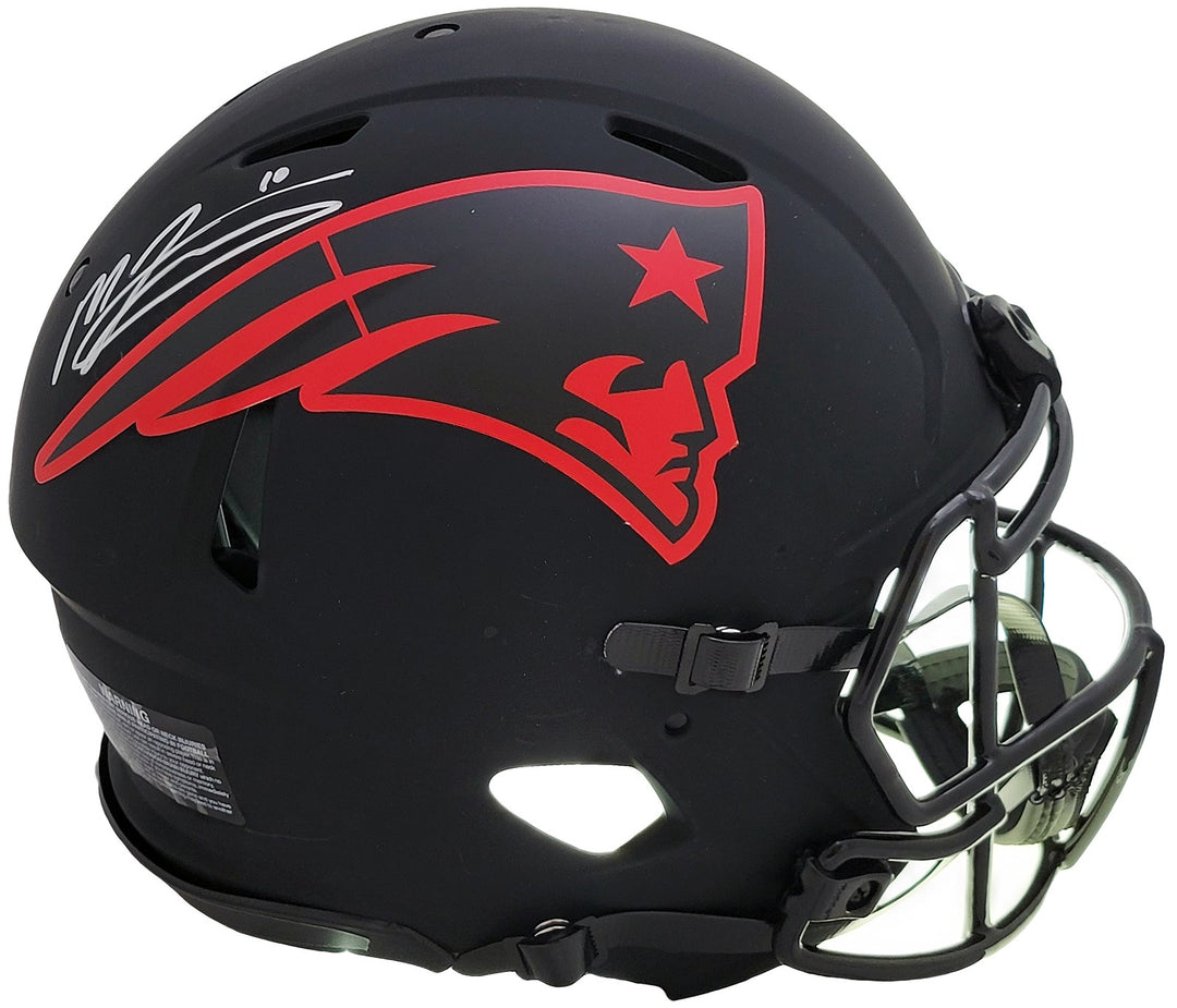 Mac Jones Auto Patriots Eclipse Black Full Size Authentic Speed Helmet Beckett