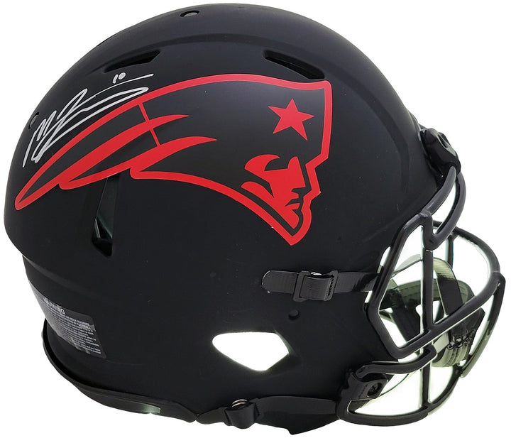 Mac Jones Auto Patriots Eclipse Black Full Size Authentic Speed Helmet Beckett