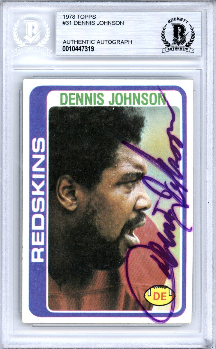 Dennis Johnson Signed 1978 Topps Card 31 Washington Redskins Beckett