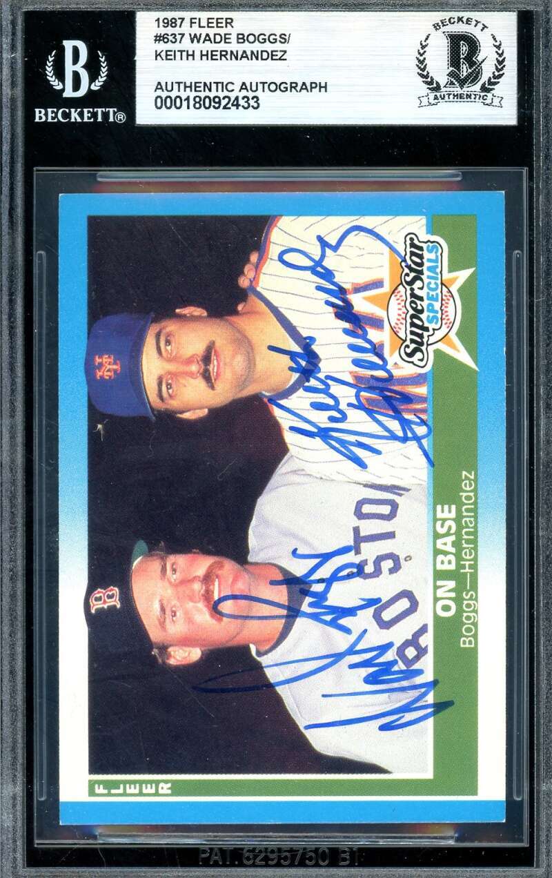 Wade Boggs Keith Hernandez Beckett BAS Signed 1987 Fleer Super Star Specials Aut
