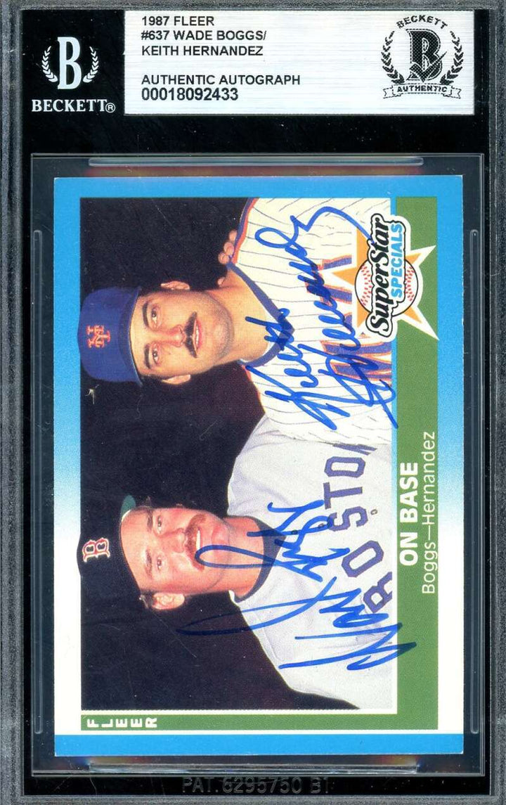 Wade Boggs Keith Hernandez Beckett BAS Signed 1987 Fleer Super Star Specials Aut