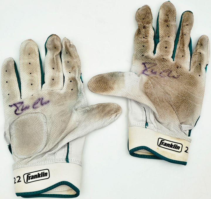 Robinson Cano Signed White & Teal Franklin Game Used Batting Gloves Mariners