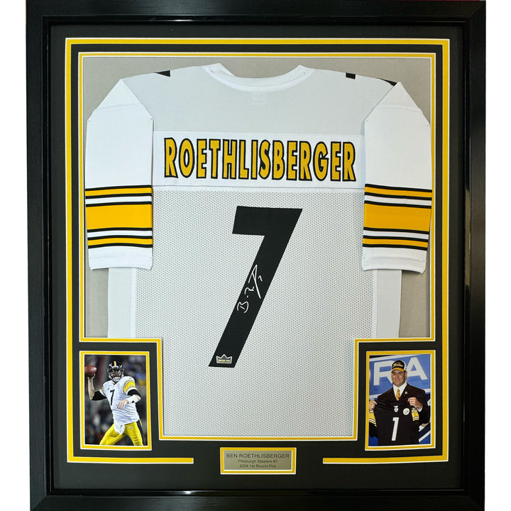 Framed Facsimile Autographed Ben Roethlisberger 33x42 Reprint Laser Auto Jersey