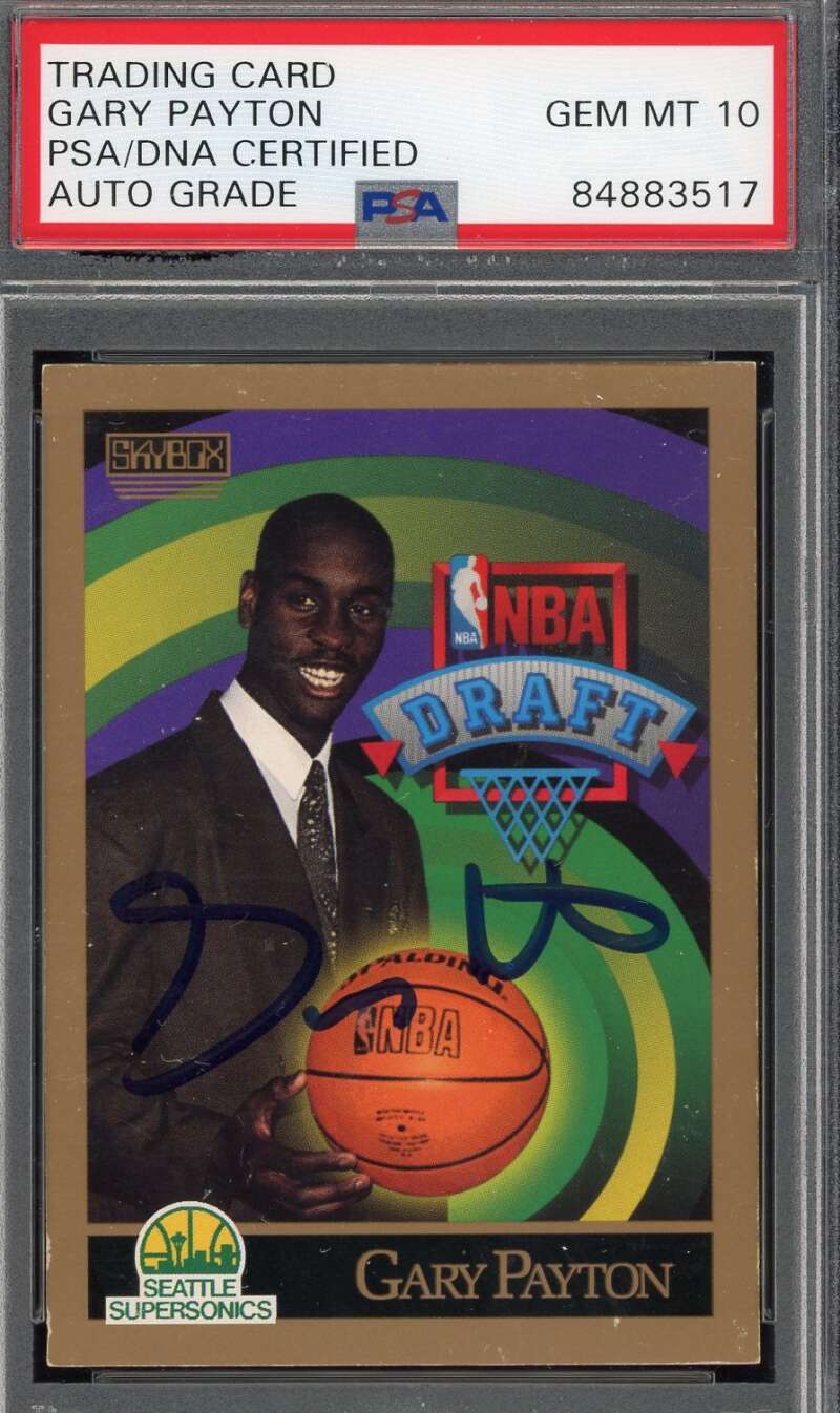 Gary Payton Gem Mint 10 PSA DNA Signed 1990 Skybox Rookie Autograph
