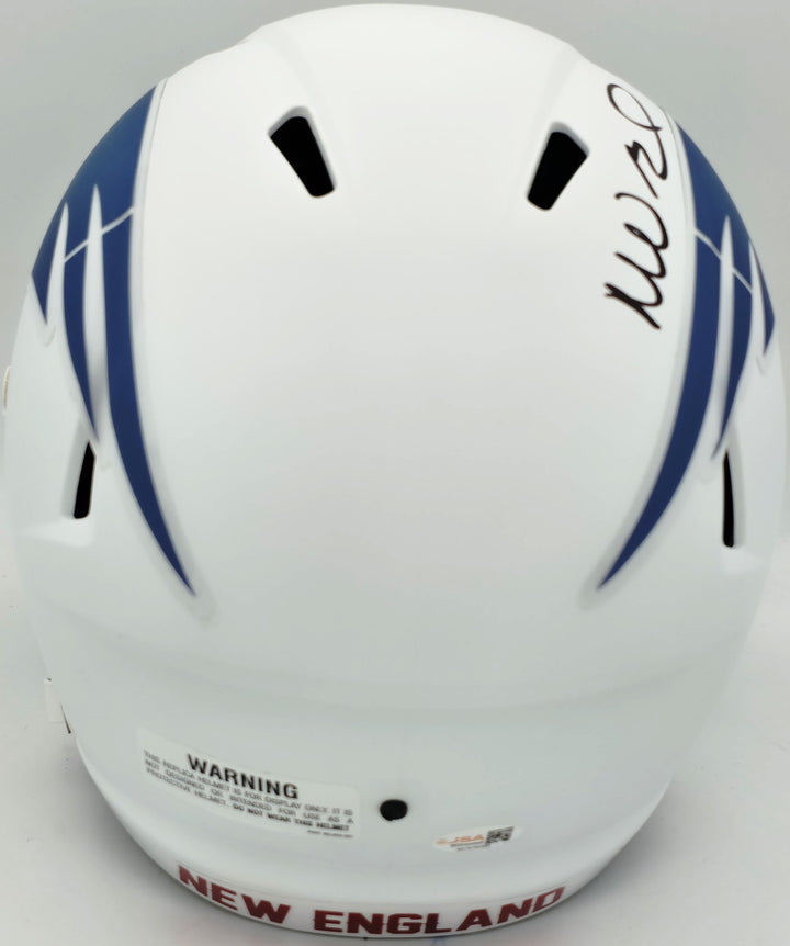 Mike Vrabel Signed Patriots White Rivalries Full Size Helmet JSA Witness