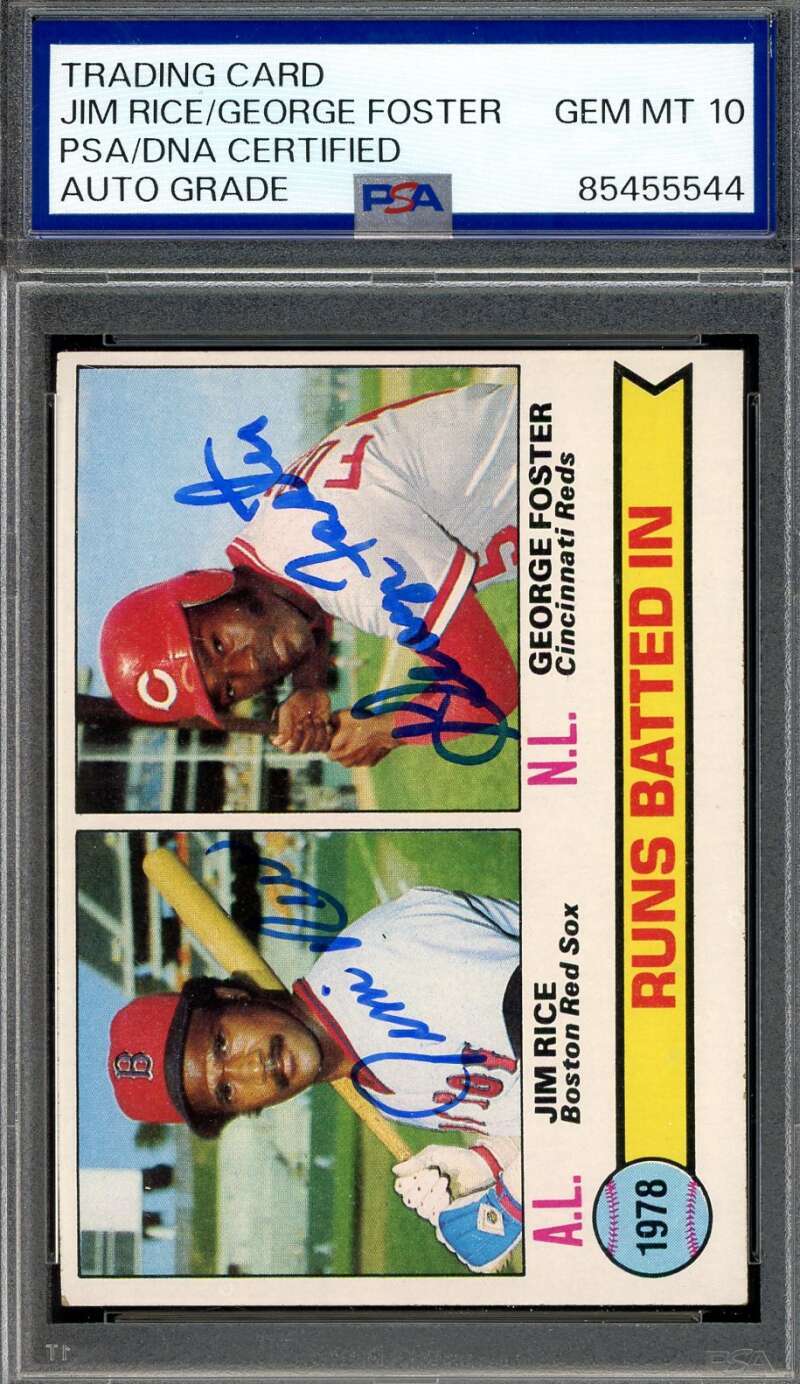 Jim Rice George Foster Gem Mint 10 PSA DNA Signed 1979 Topps 1978 Leaders Auto