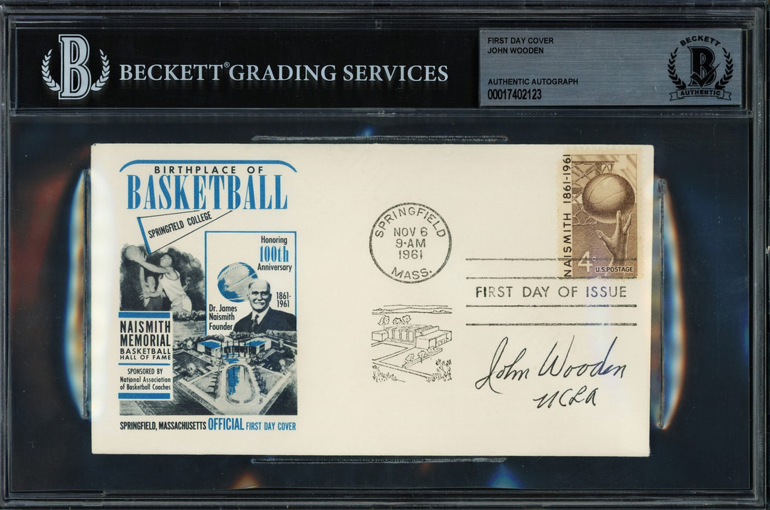 John Wooden Autographed Signed 1961 First Day Cover UCLA Beckett BAS #17402123