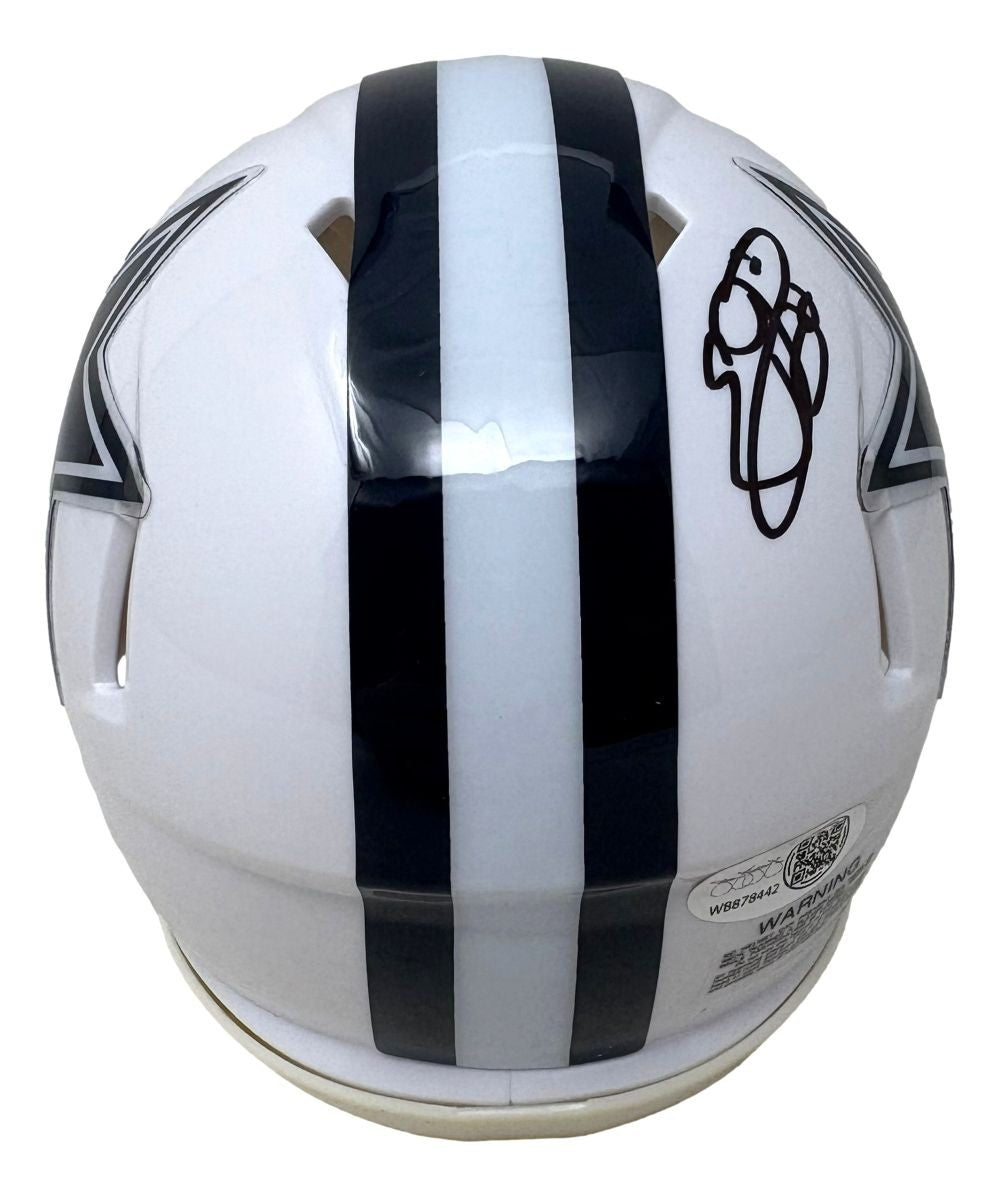 Emmitt Smith Signed Dallas Cowboys White Mini Speed Helmet JSA QR Hologram