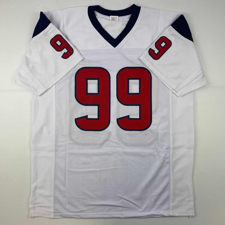 Facsimile Autographed JJ J.J. Watt Houston White Reprint Jersey Size Men's XL