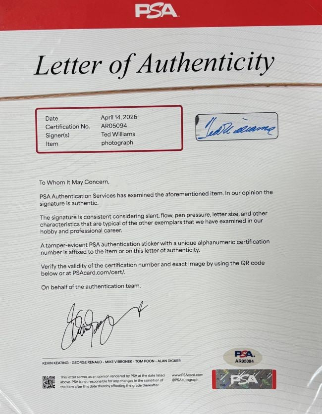 Ted Williams Signed Framed 16x20 Boston Red Sox Pose Photo PSA/DNA LOA