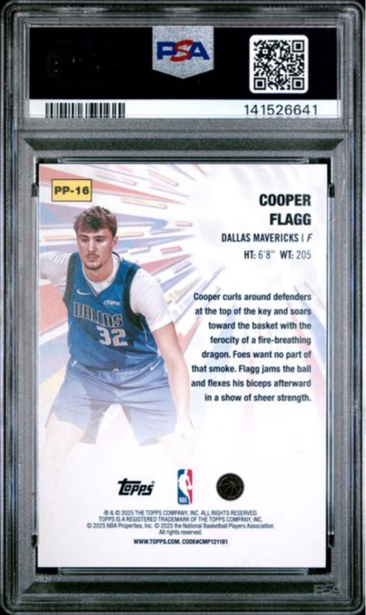 Graded 2025 Topps Cooper Flagg #PP16 Power Players Rookie Basketball Card PSA 9