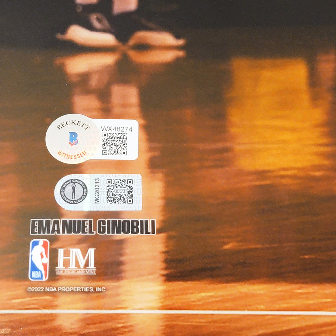 Manu Ginobili Signed 16x20 Photo San Antonio Spurs Spotlight Signed In Gold