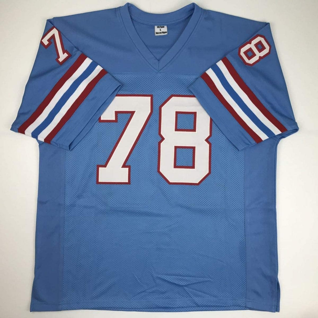 Autographed/Signed CURLEY CULP HOF 13 Houston Blue Jersey JSA COA Auto