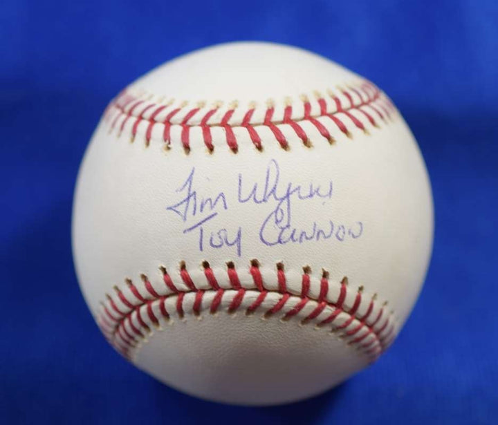 Jim Wynn Tristar Coa Autograph Major League OML Signed Baseball Toy Cannon
