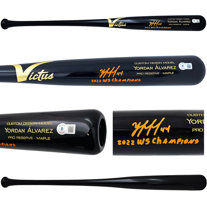 Yordan Alvarez Auto Black Victus Player Model Bat Astros 2022 WS Champs Beckett