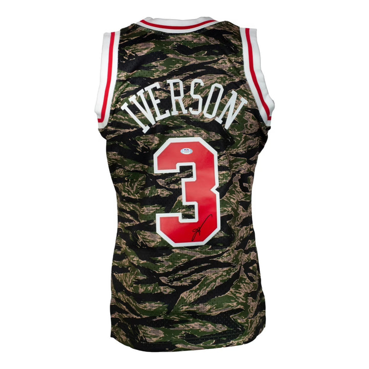 Allen Iverson Signed 76ers 1996-97 Camo Mitchell & Ness Swingman Jersey PSA