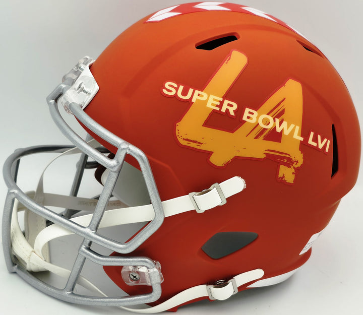 Aaron Donald Auto Rams Orange SB LVI Logo Full Size Speed Replica Helmet Beckett