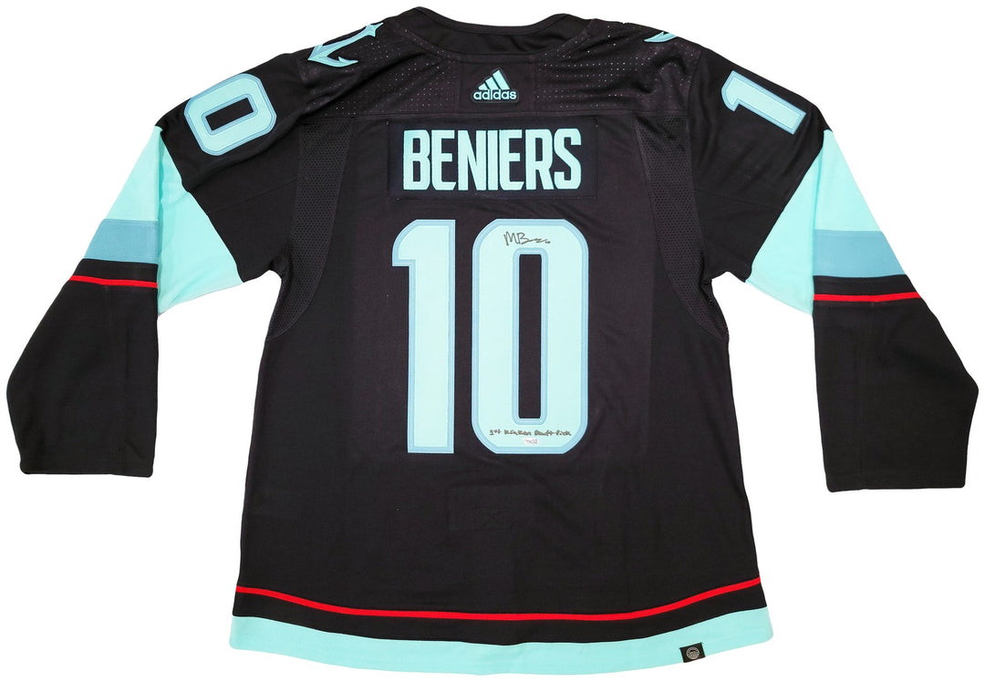 Kraken Matty Beniers Auto Blue Adidas Jersey Inaugural 1st Draft Pick Fanatics