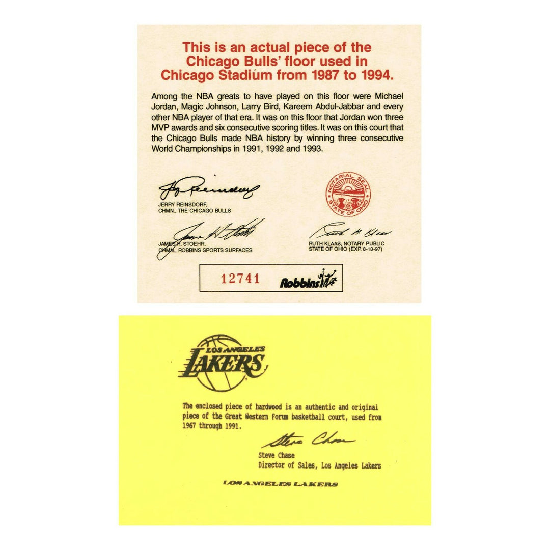 Michael Jordan Magic Johnson Authentic Game Used Bulls Lakers Floors Framed COA