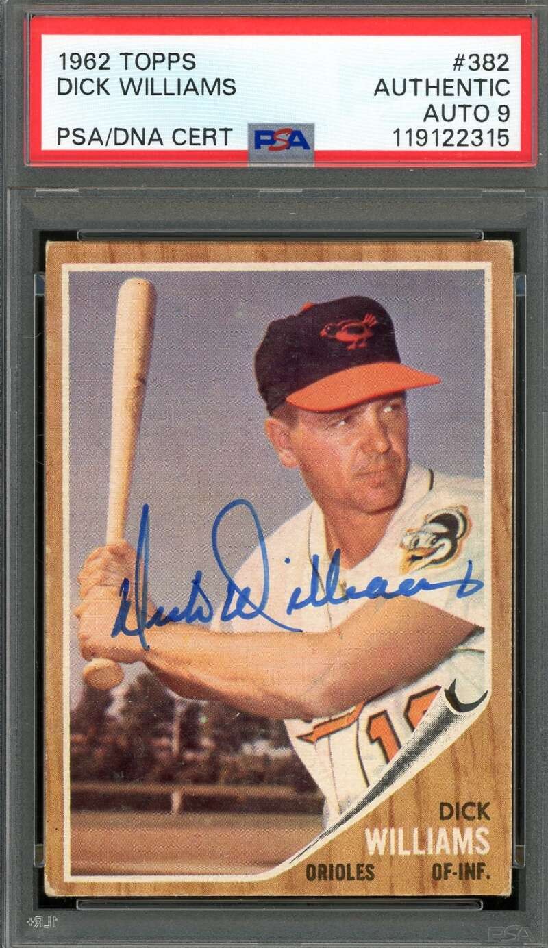 Dick Williams Mint 9 PSA DNA Signed 1962 Topps Autograph