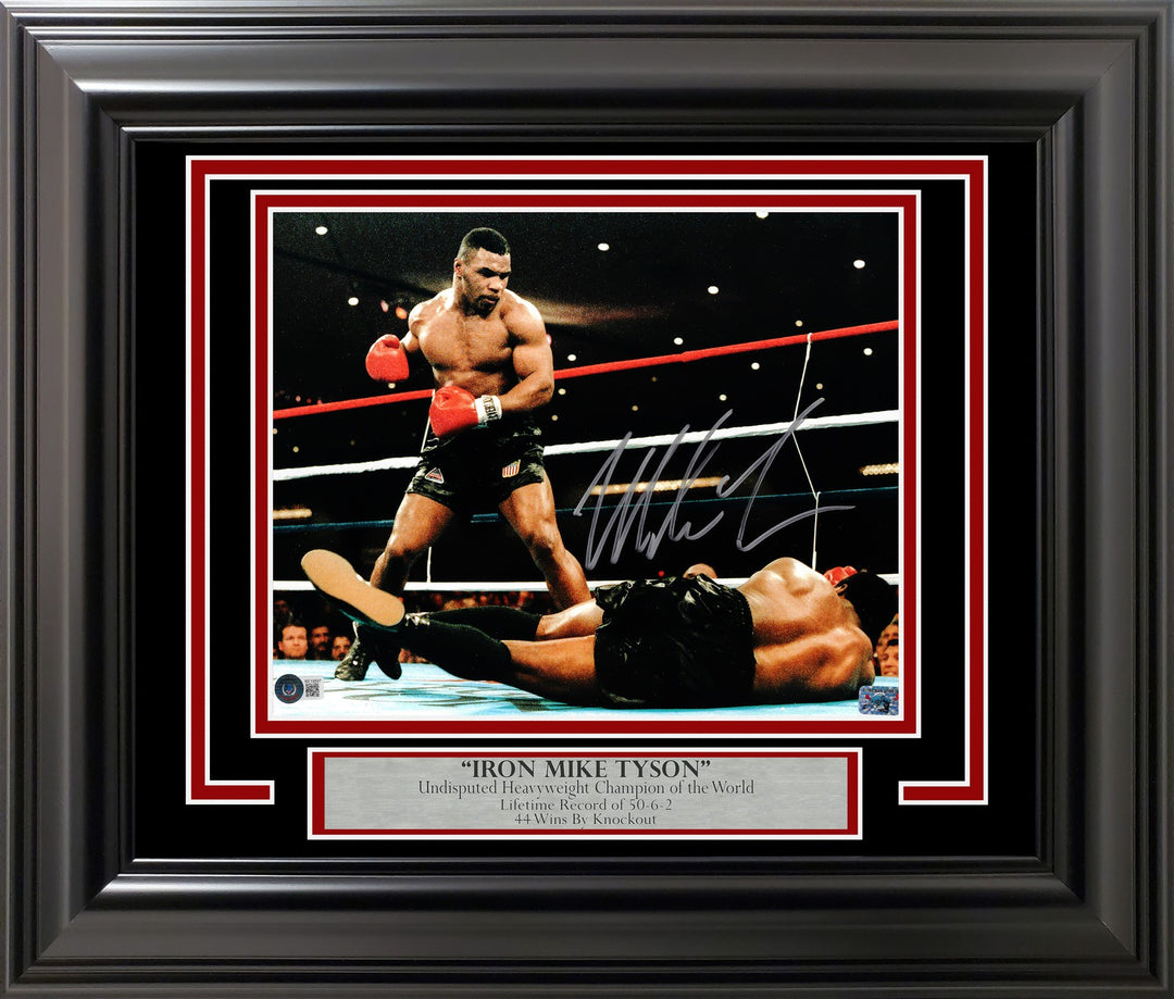 Mike Tyson Signed Framed 11x14 Photo Standing Over Beckett BAS QR