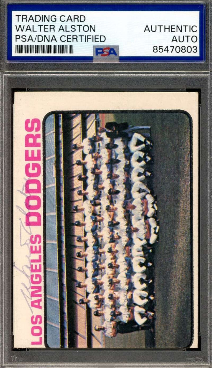 Walter Alston PSA DNA Vintage Signed 1973 Topps Team Autograph