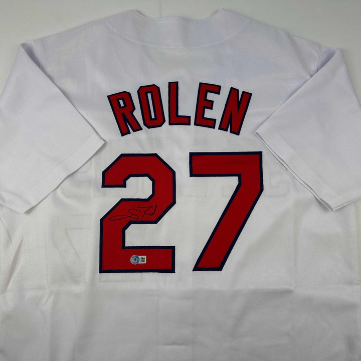 Autographed/Signed Scott Rolen St. Louis White Jersey Beckett BAS COA